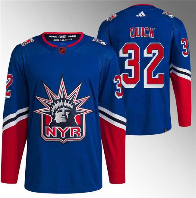 Mens New York Rangers #32 Jonathan Quick Blue Reverse Retro Stitched Jersey->new york rangers->NHL Jersey